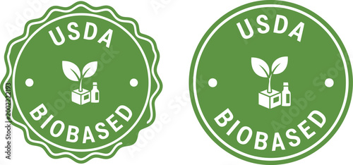 USDA Biobased Certified Eco Label Badges for Sustainable Organic Packaging and Green Product Marketing