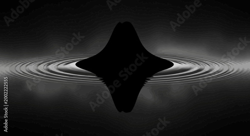 Abstract dark star shape with flowing digital wave patterns and soft glow light effects