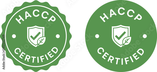 Green HACCP Certified Badge Icons for Food Safety and Quality Assurance Labels