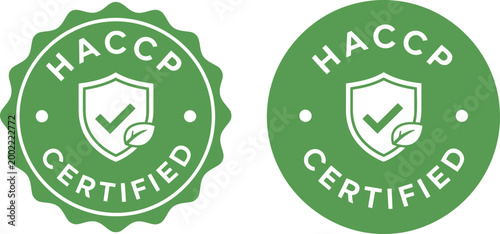 Green HACCP Certified Badge Icons for Food Safety and Quality Assurance Labels