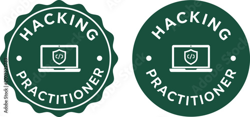 Cybersecurity Hacking Practitioner Badge Icons Set for Certification and Training Materials