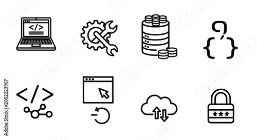 Web development code tags and icons set Vector