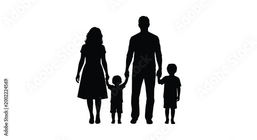 family silhouette holding hands on white background silhouette high quality professional detailed modern elegant stylish clean crisp vibrant colorful digital creative