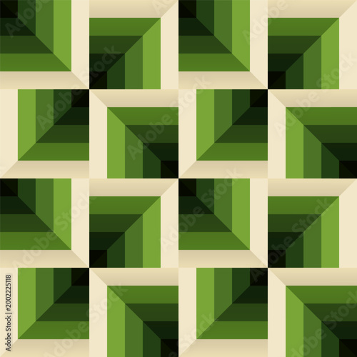 Modern seamless geometric pattern, interlocking shapes. Clean abstract design, perfect for wallpaper, textiles, backgrounds. Vector illustration with optical illusion dimension effect