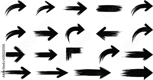 Brushstroke arrow collection a dynamic silhouette of directional indicators