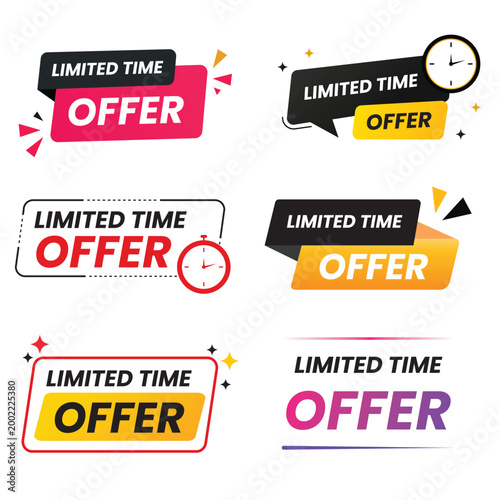 Canvastavla Limited time offer labels set vector illustration with various badge designs for