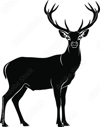 Majestic deer silhouette a striking black and white animal portrait
