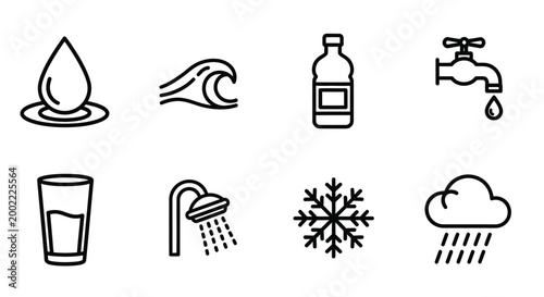 Flat icon set of household items and utilities Vector