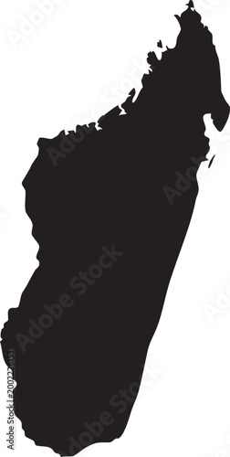 Map of Madagascar Solid Black Silhouette Clipart Vector Isolated