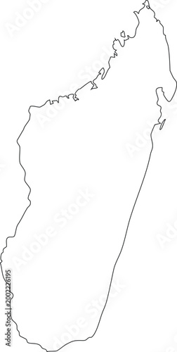 Map of Madagascar Stroke Outline Clipart Vector Isolated