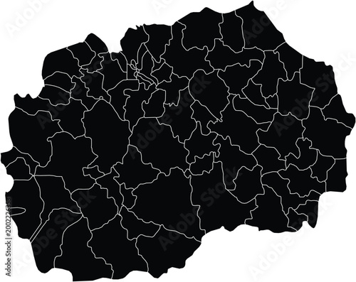Map of Macedonia With Administrative Regions Silhouette Editable Vector