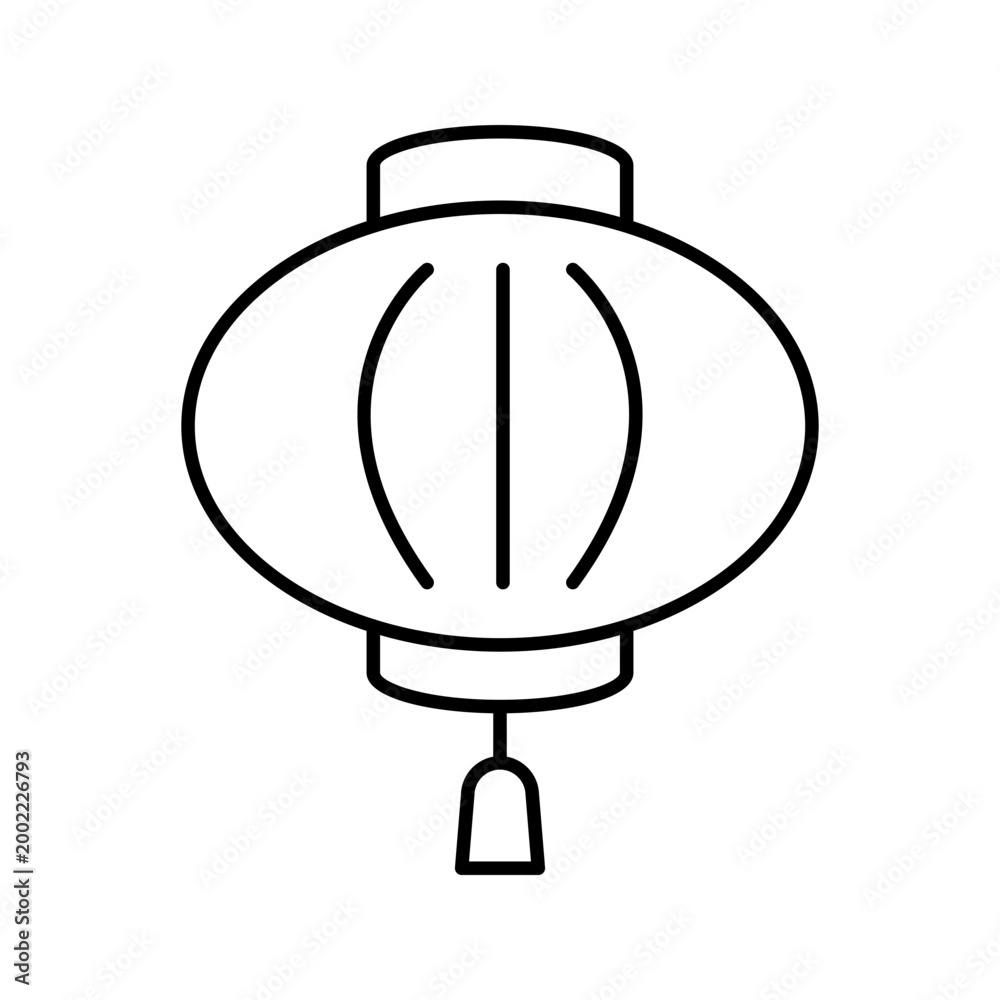 Fototapeta premium Chinese lantern icon. Holiday and chinese new year line symbol. Black and white.