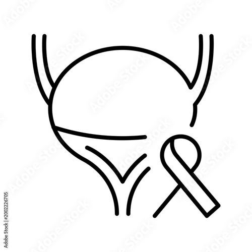 Bladder cancer icon. Healthcare and oncology line symbol. Black and white.
