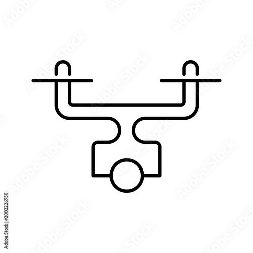 Drone camera icon. Industry and drones line symbol. Black and white.