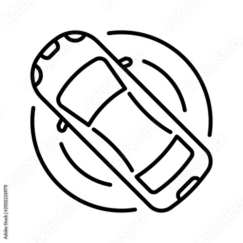 Electric car icon. Transport and electric vehicle line symbol. Black and white.