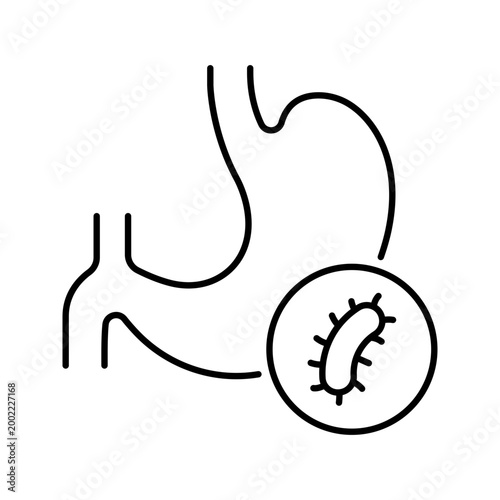 Helicobacter pylori icon. Healthcare and gastroenterology line symbol. Black and white.