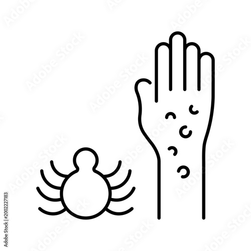 Insect allergy icon. Healthcare and allergy line symbol. Black and white.