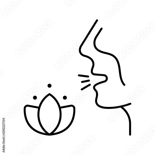 Pollen allergy icon. Healthcare and allergy line symbol. Black and white.