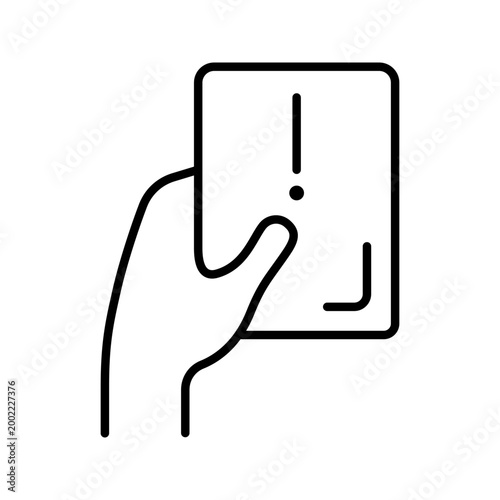 Red card icon. Sports and football line symbol. Black and white.
