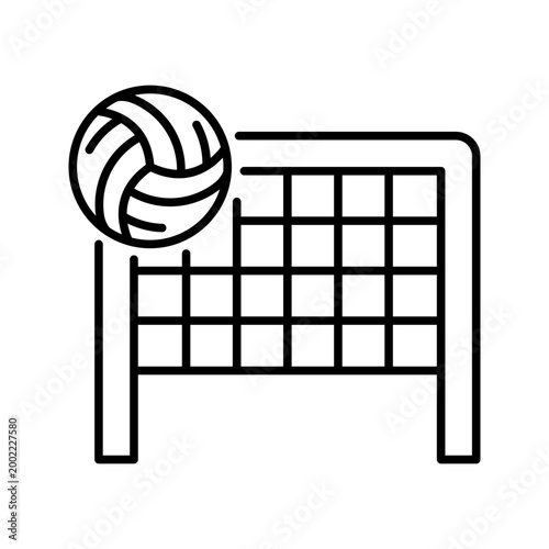 Volleyball net icon. Sports and volleyball line symbol. Black and white.