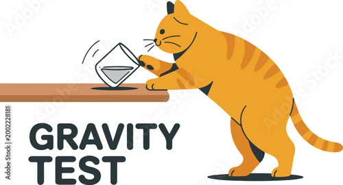 Orange cat spills water from glass on wooden surface