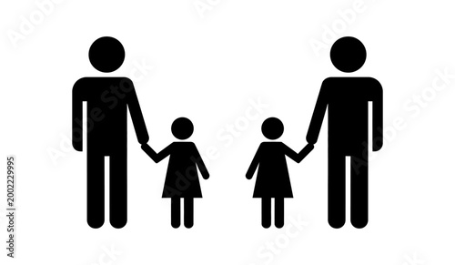 Family silhouette a depiction of two adults and two children holding hands together