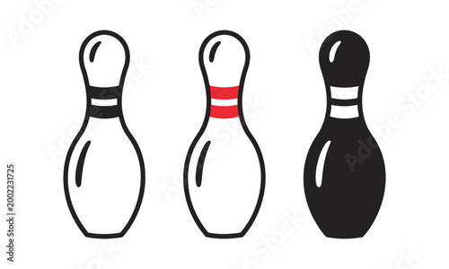 Minimalist Bowling Pin Icon Set Vector Illustration, sports apps game UI UX entertainment leisure activity concept, modern clean interface design element