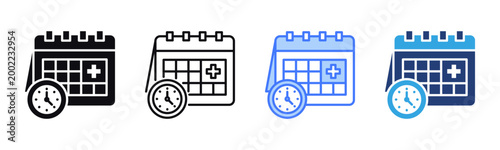 Scheduling icon sheet multiple style collection