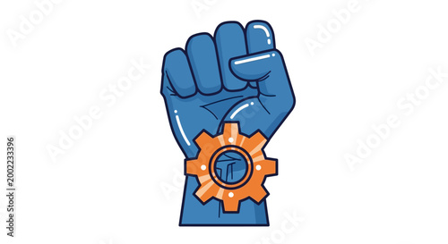 Clenched fists vector illustration of power and unity halftone style