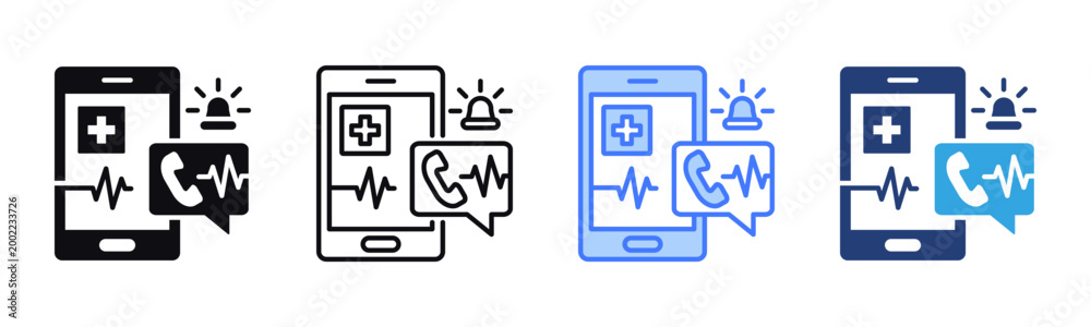 Obraz premium Emergency icon sheet multiple style collection