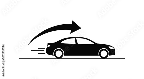 car silhouette with directional arrow on white background silhouette high quality professional detailed modern elegant stylish clean crisp vibrant colorful digital