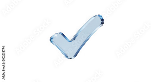 3d rendering of a blue check mark symbol isolated on transparent background