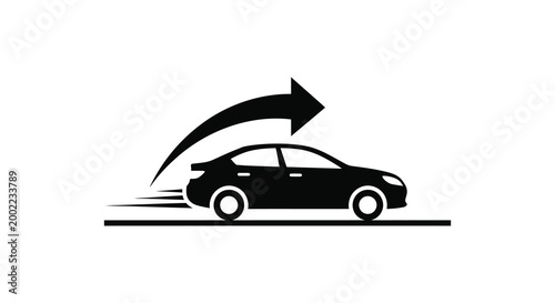 car turning right with arrow silhouette high quality professional detailed modern elegant stylish clean crisp vibrant colorful digital creative innovative contemporary