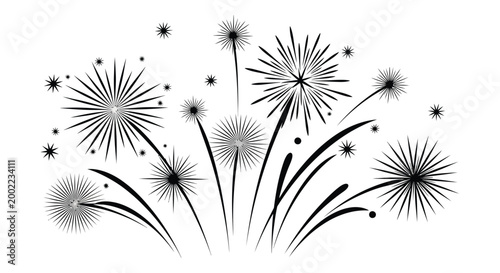dandelion seeds with long stems and small stars silhouette high quality professional detailed modern elegant stylish clean crisp vibrant colorful digital