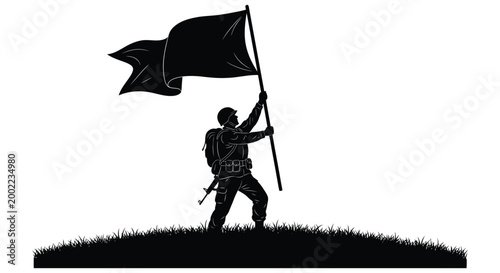 soldier holding flag silhouette high quality professional detailed modern elegant stylish clean crisp vibrant colorful digital creative innovative contemporary premium stunning
