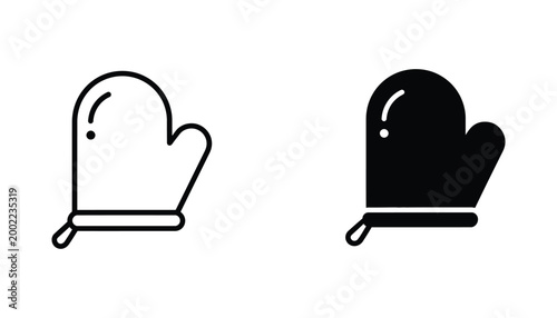 Kitchen oven mitt icon in outline and solid vector for baking and cooking related content