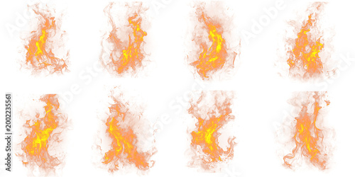 Realistic fire flame PNG transparent background isolated burning effect