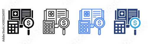 Financial Audit icon sheet multiple style collection