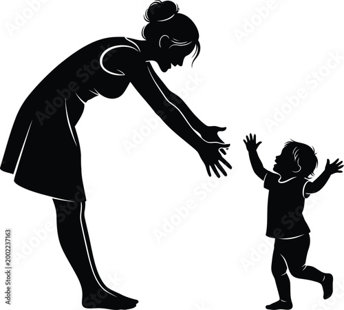 Mother and child silhouette a tender moment of connection and love