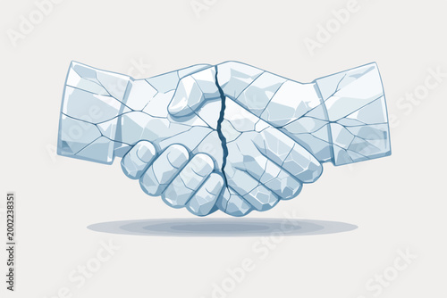 Trust Crisis Concept with Handshake Formed from Cracked Glass Symbolizing Broken Relationships Corporate Distrust and Fragile Agreements Illustration