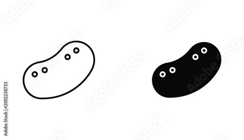 Quadro su tela Kidney bean vegetable icon set in outline and solid black style for nutrition fa