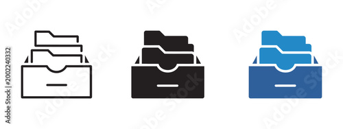 File Storage Icon Vector Illustration, folders documents data organization archive management concept, business records database digital file system, modern UI design element