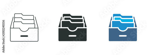 File Storage Icon Vector Illustration, folders documents data organization archive management concept, business records database digital file system, modern UI design element