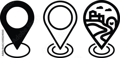 Location icon set, Map Location Pin Icon Navigation GPS Marker Symbol Collection, vector, illustration