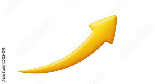 Yellow curved arrow pointing up representing growth isolated on transparent background