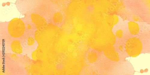 Vintage orange and yellow abstract watercolor background with grunge paper texture and red fire splashes on an old canvas paint backdrop