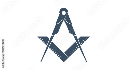 Masonic square and compass symbol, vector illustration