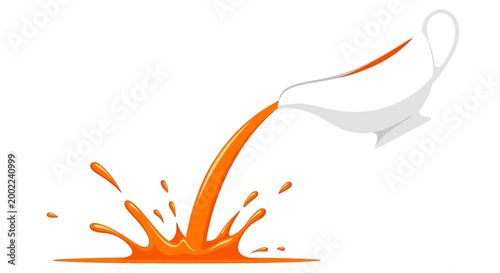 Gravy boat pouring orange sauce or liquid