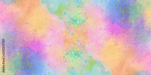 Colorful abstract watercolor art painting featuring a vibrant rainbow splash pattern with a grunge ink texture on artistic paper wallpaper backdrop