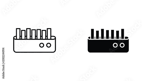 Bar chart data analytics icon in outline and solid styles for business reporting and digital interface design